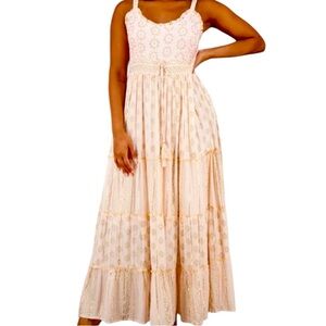 Advance Apparels Cream Lace Maxi Dress
